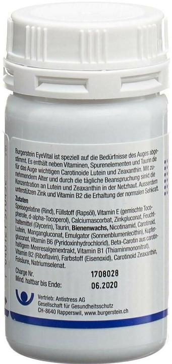 Nutritional values and ingredients Burgerstein EyeVital (100 Piece, Capsules, 90 g)