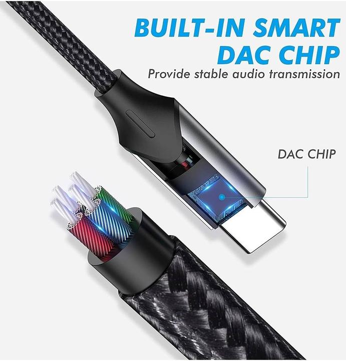 Actual product image Vention USB-C Male to 3.5MM Earphone Jack With DAC Adapter 0.1M Gray Aluminum Alloy Type (0.10 m, Device-specific)