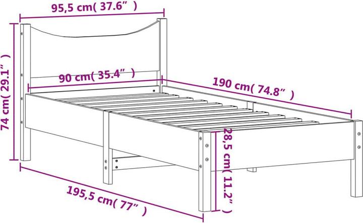 Produktbild VidaXL Bett Kiefer (90 x 190 cm)