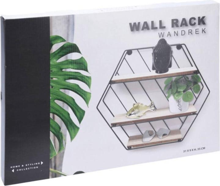 Actual product image Casativo Metal and wood hanging shelf, black, brown (31 x 9 x 35 cm)