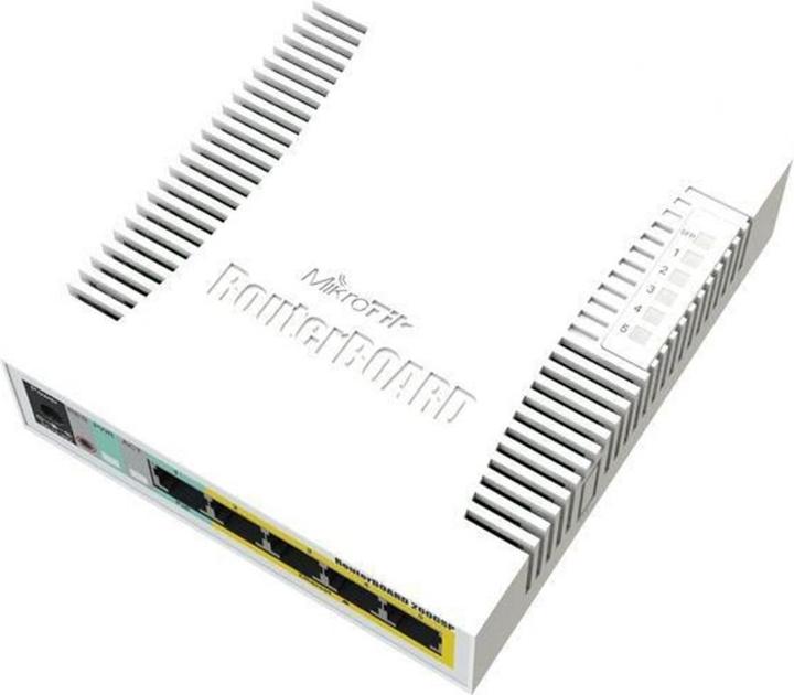 Actual product image MikroTik RouterBOARD RB260GSP - Switch - managed - 1 x 10/100/1000 + 4 x 10/100/1000 (PoE) + 1... (6 Ports)