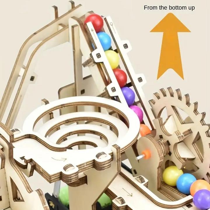 Image du produit The Toy Company 3D Holz Kugelbahn, Murmelbahn Puzzle aus Holz, batteriebetrieben