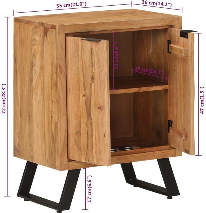 Actual product image VidaXL Sideboard 2 doors chest of drawers living room cabinet sideboard solid wood acacia