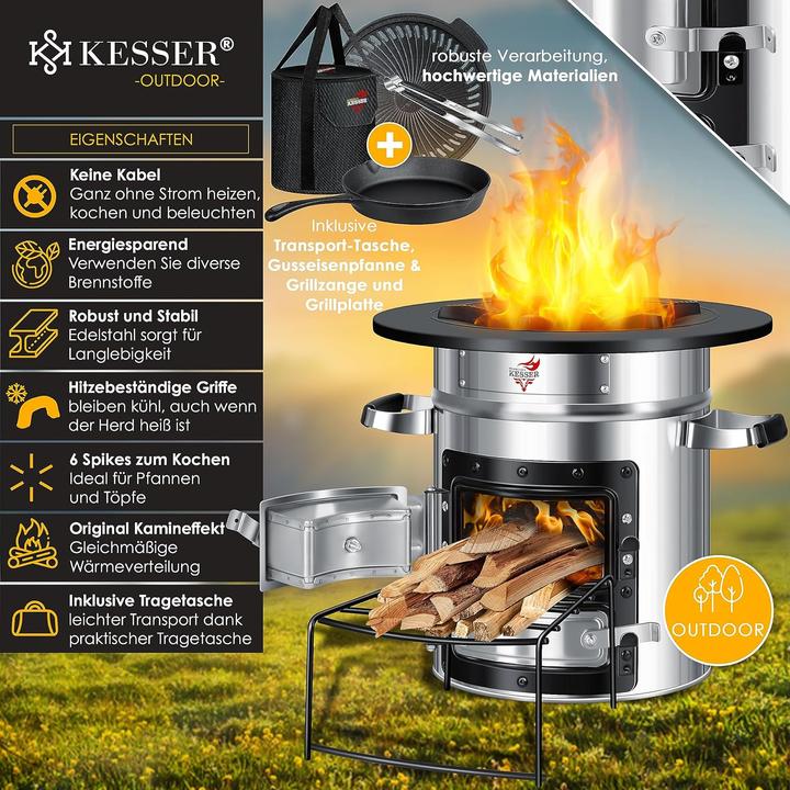Image du produit Kesser Raketenofen mit Grillpfanne & Tragetasche