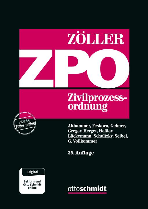 Image du produit Zivilprozessordnung ZPO (Allemand, Richard Zoeller, Reinhold Geimer, Hendrik Schultzky, Mark Seibel, Christoph Althammer, Hans-Joachim Hessler, Reinhard Greger, Christian Feskorn, Kurt Herget, Clemens Lückemann, Gregor Vollkommer, Zoeller, 2023)
