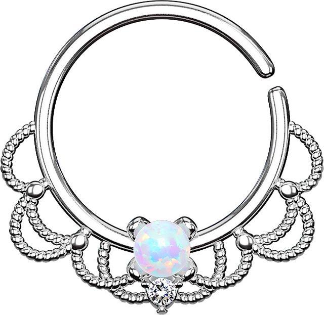 Actual product image Star Piercing Septum ring silver filigree with opal white (Brass)