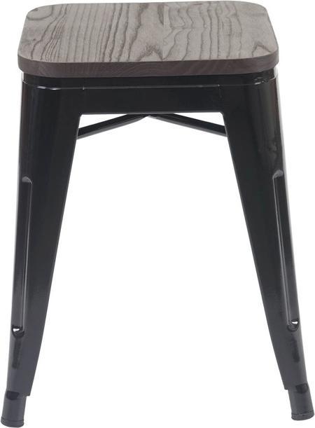 Produktbild Swisshandel24 6x Hocker inkl. Holz-Sitzfläche, Metallhocker Sitzhocker, Metall Industriedesign stapelbar - schwarz