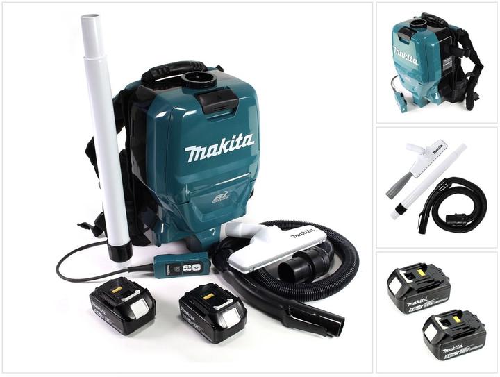 Produktbild Makita DVC 260 36V Akku Rucksack Staubsauger (2x 18V) Brushless mit 2x BL1850 B 5,0 Ah Akku (Rückenstaubsauger)