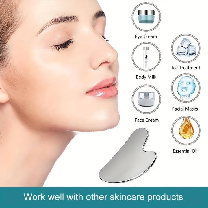 Produktbild PhoneLook Premium Edelstahl Gua Sha Gesichtsmassage-Werkzeug mit eleganter Geschenkbox