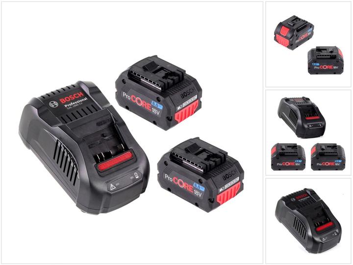 2x Bosch ProCORE 18 V 8,0 Ah Professional Akku ( 1600A016GK ), 1x Bosch GAL 1880 CV Ladegerät ( 1600A00B8G )