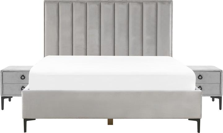 Produktbild Beliani Schlafzimmer komplett Set 3-teilig grau 180 x 200 cm SEZANNE (180 x 200 cm)