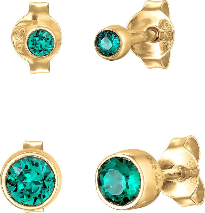 Image du produit Elli Boucles d'oreilles Set Cristaux Basic Vert 925 argent (Cristal de verre, Argent 925 sterling plaqué or)