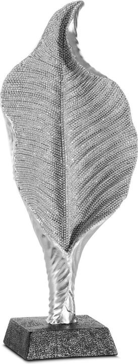 Eurofirany Spathiphyllum - ELDO decorative figurine with fine textured pattern, silver 14 x 8 x 34 cm