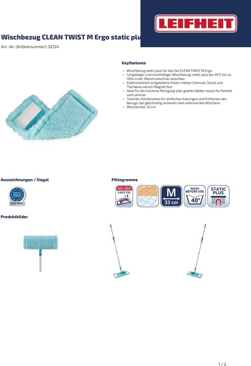 Produktbild Leifheit Wischbezug CLEAN TWIST M Ergo static plus (1 Stk.)