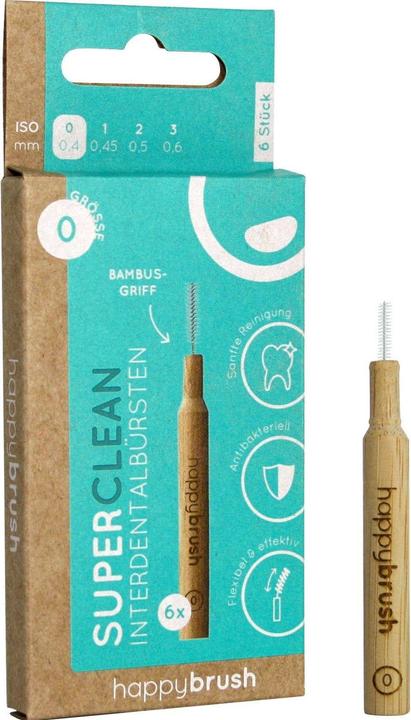 Image du produit happybrush Brosses interdentaires SuperClean ISO 0 0,4 mm Marron 6 pièces (6 x)