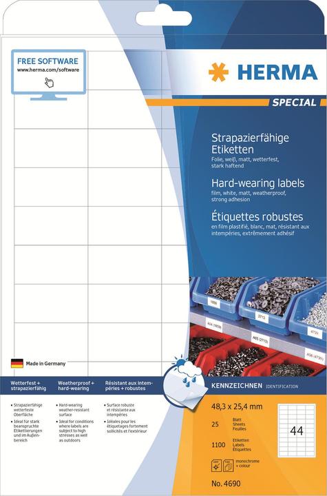 Actual product image HERMA Weatherproof labels A4
