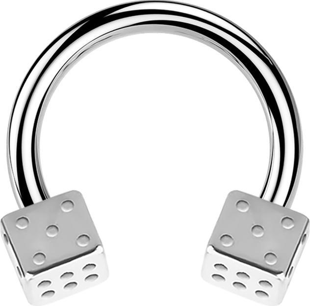 Star Piercing Micro Circular Barbell silber mit zwei Würfel (Chirurgenstahl 316L, ohne Messing)