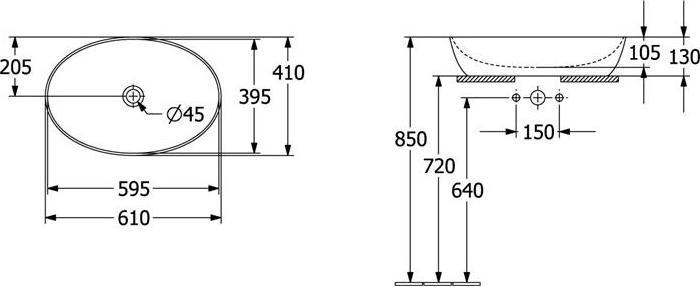 Produktbild Villeroy & Boch Aufsatzwaschbecken Artis 61 cm oval wei 41986101 (410 mm, 610 mm)