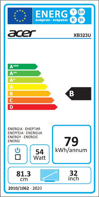 Energy Label Acer Predator XB323UGP (2560 x 1440 pixels, 32")