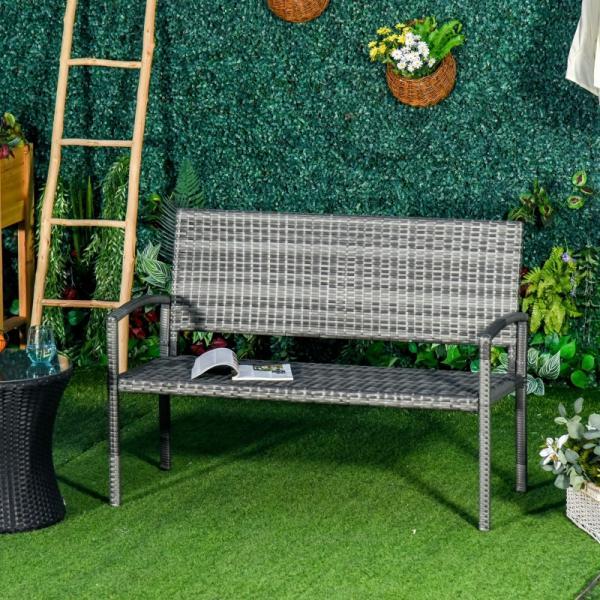 Produktbild Outsunny Gartenbank Rattanoptik mit Stahlrahmen