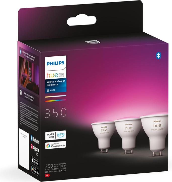 Produktbild Philips Hue White & Color Ambiance BT (GU10, 5.70 W, 230 lm, 3 x, G)