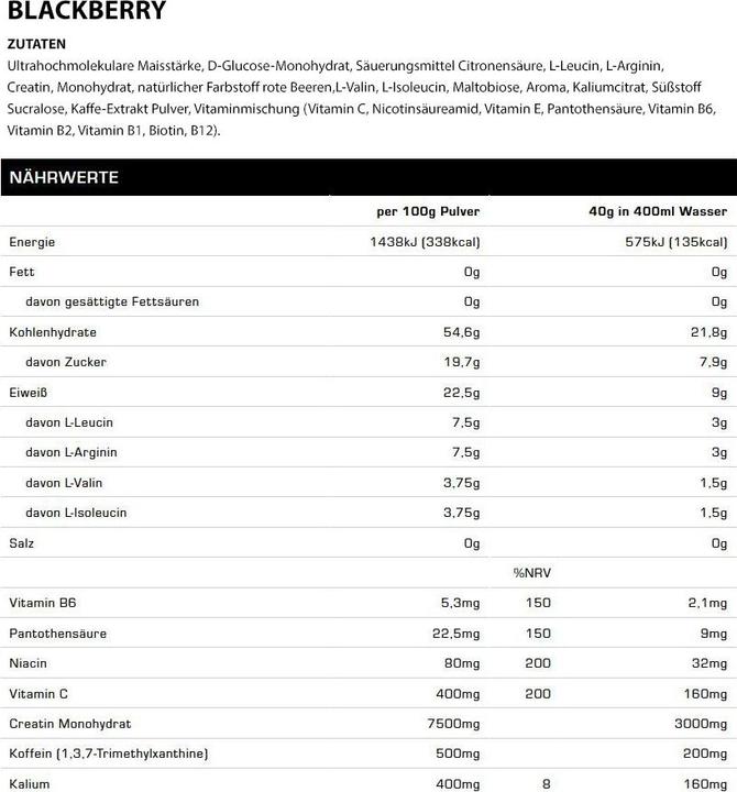 Nährwerte und Zutaten All Stars Intensity NO-X (640g Dose) (Orange, Grapefruit, 1 Stk., 640 g)