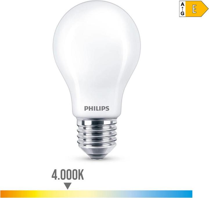 Image du produit Philips LED-Lampe Standard E 8,5 W E27 1055 lm Ø 6 x 10,4 cm (4000 K) (E27, 8.50 W, 1055 lm, 1 x, E)