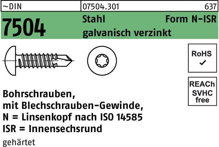 Immagine prodotto Vite a forare DIN 7504 con esagono incassato N 4,8 x 19 -T25 Acciaio elettrozincato (1000 Viti per pezzo)