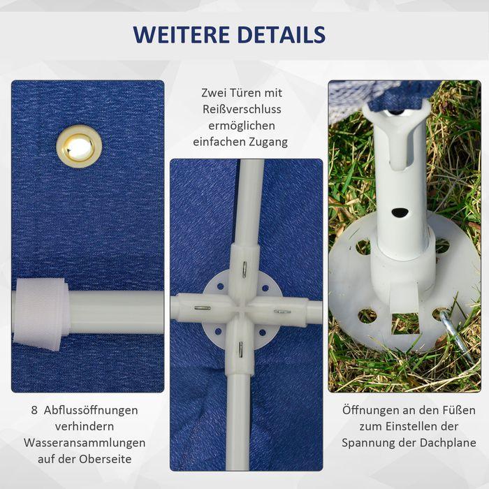 Actual product image Swisshandel24 Gartenpavillon 3x3m wetterfest mit Moskitonetz, Polyester in Blau (300 cm, 300 cm)