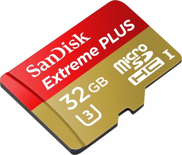 SanDisk Extreme PLUS - Flash memory card (microSDHC/SD adapter included) (32 GB, microSDHC, UHS-I, UHS-II)