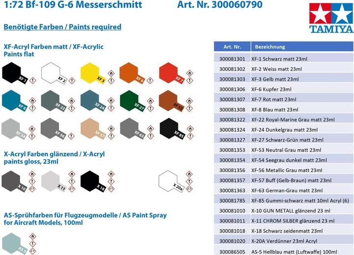Actual product image Tamiya Messerschmitt Me 109 G-6