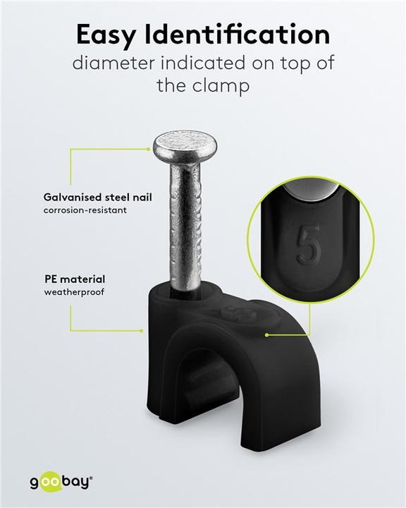 Actual product image Goobay Cable clamp 5 mm, black