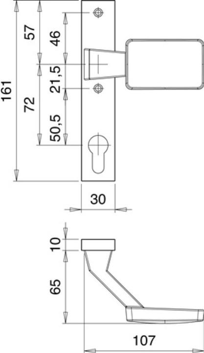Actual product image EDI Lock case handle 1317/1010 aluminium F1 receptacle 8 mm cranked (Door handle)