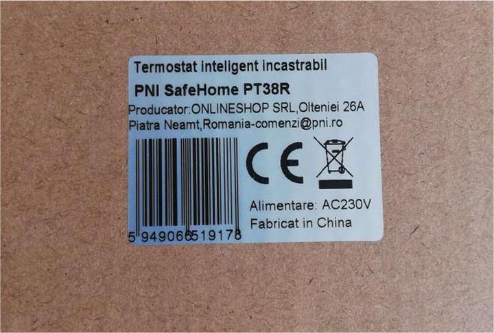 Actual product image PNI Built-in intelligent thermostat SafeHome PT38R WiFi 16A, internet control of the electrical