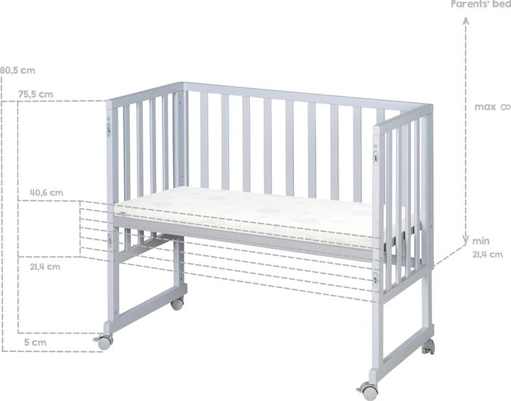 Image du produit Roba Lit de chambre & d'appoint 3en1 avec barrière + matelas