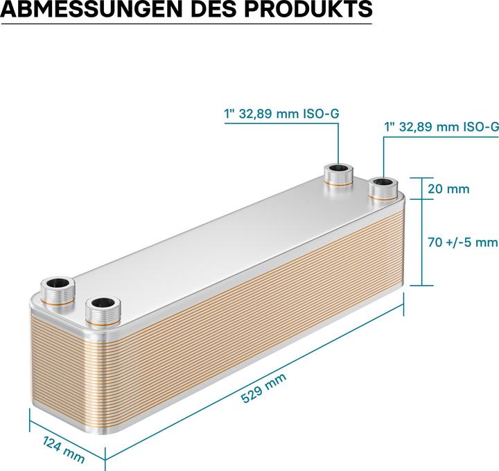 Produktbild Wiltec Edelstahl Wärmetauscher 30 Platten 330 kW Plattenwärmetauscher Wärmeüberträger