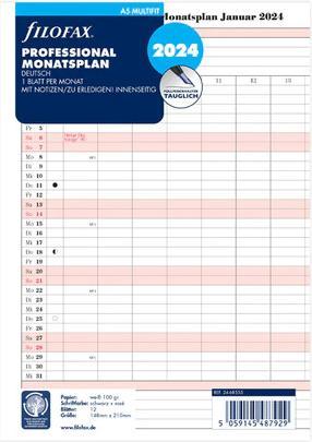 Image du produit Filofax Insert A5 Size Agenda mensuel