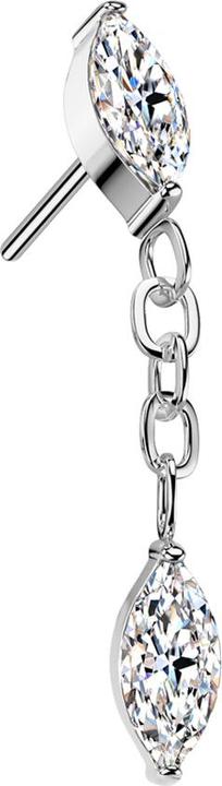 Produktbild Star Piercing Threadless silber Ovaler Kristall silber Anhänger Kette Ovaler Kristall silber (Titan G23, ohne Messing)