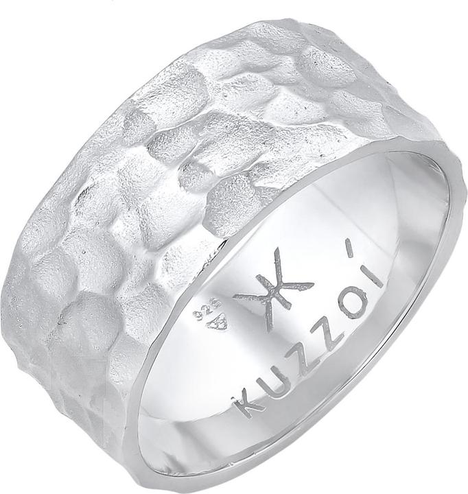 Kuzzoi Ring Herren Bandring Gehämmert 925 Sterling Silber