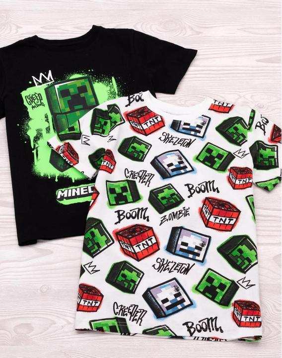 Actual product image Minecraft Children/Kids Creeper T-Shirt (Pack of 2) (146, 152)