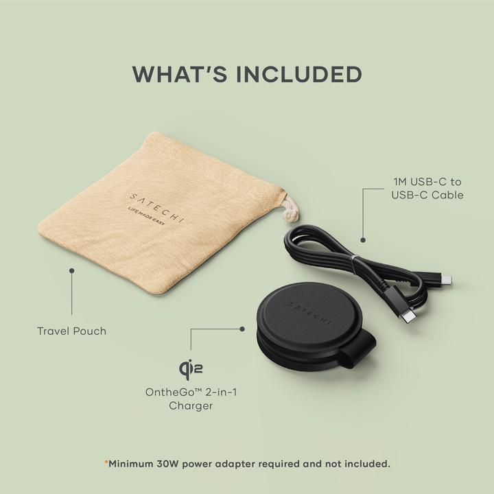 Immagine prodotto Satechi Caricabatterie wireless 2-in-1 OntheGo con Qi2 (15 W)