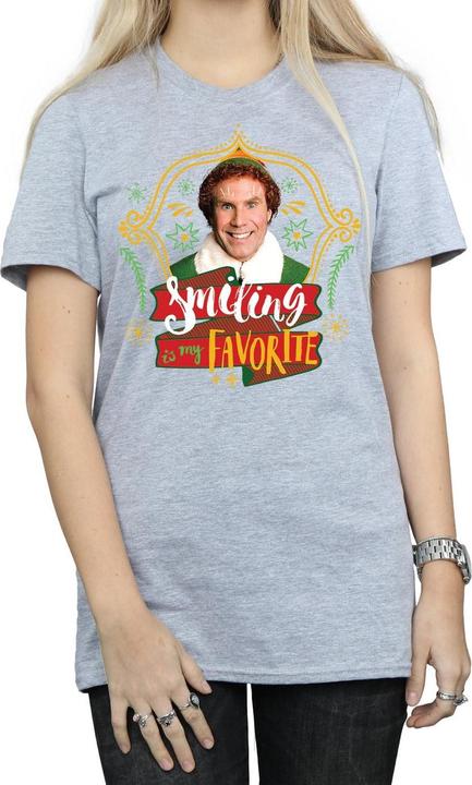 Actual product image Elf Womens/Ladies Buddy Smiling Cotton Boyfriend T-Shirt (M)
