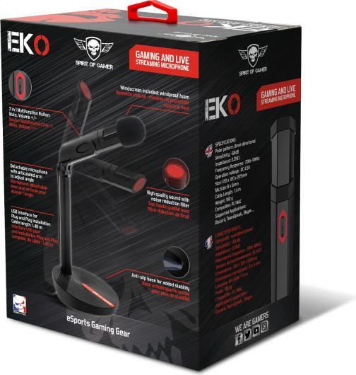 Produktbild Spirit Of Gamer Microphone sur pied compatible Eko Gaming and Live Streaming (Noir/Rouge)