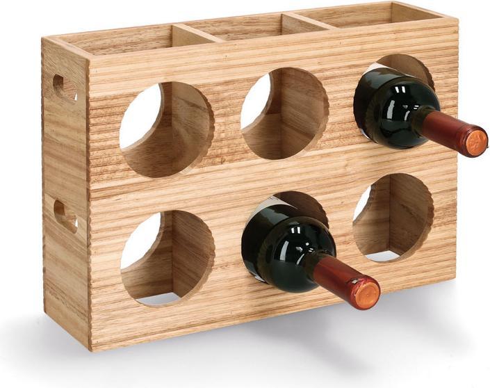 Actual product image Zeller Present Stripes" wine rack, for 6 bottles, rubber tree
