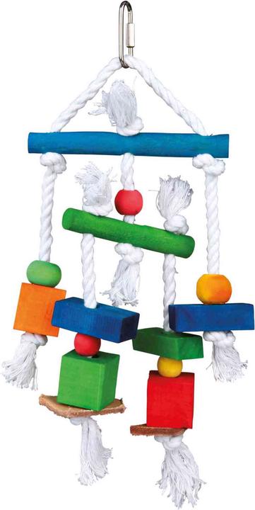 Trixie Spielzeug am Tau, Holz, bunt