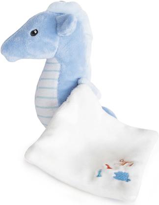 Actual product image Doudou et Compagnie Seahorse with cuddle cloth, blue 17cm (MQ2) **