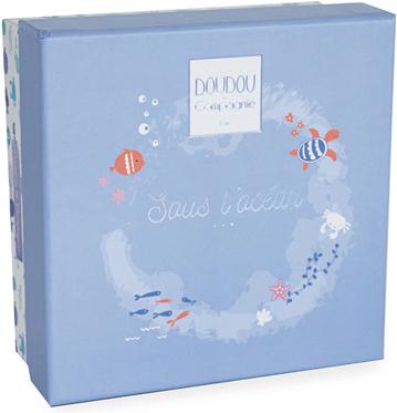 Actual product image Doudou et Compagnie Seahorse with cuddle cloth, blue 17cm (MQ2) **