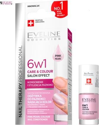Actual product image Eveline 6 in 1 Care & Colour Pink Pearl Nail Conditioner 5ml Salon Effect (5 ml)