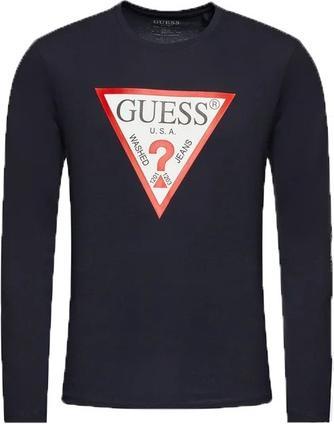 Actual product image Guess Men's CN LS ORIGINAL Logo Shirt, Navy/White/Red/Black, XL (XL)