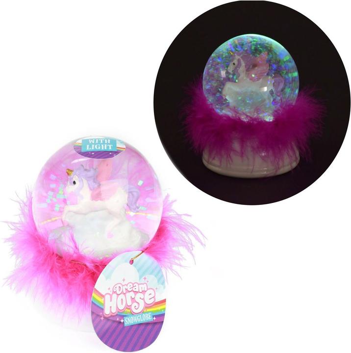 Productafbeelding Toi-Toys Droompaard sneeuwbol eenhoorn met veren en licht